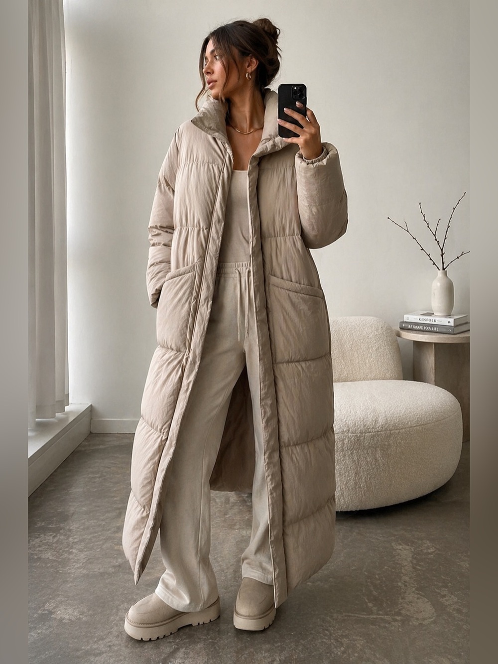 I Saw It First Beige Longline Puffer Coat Oversized Maxi Winter Jacket
